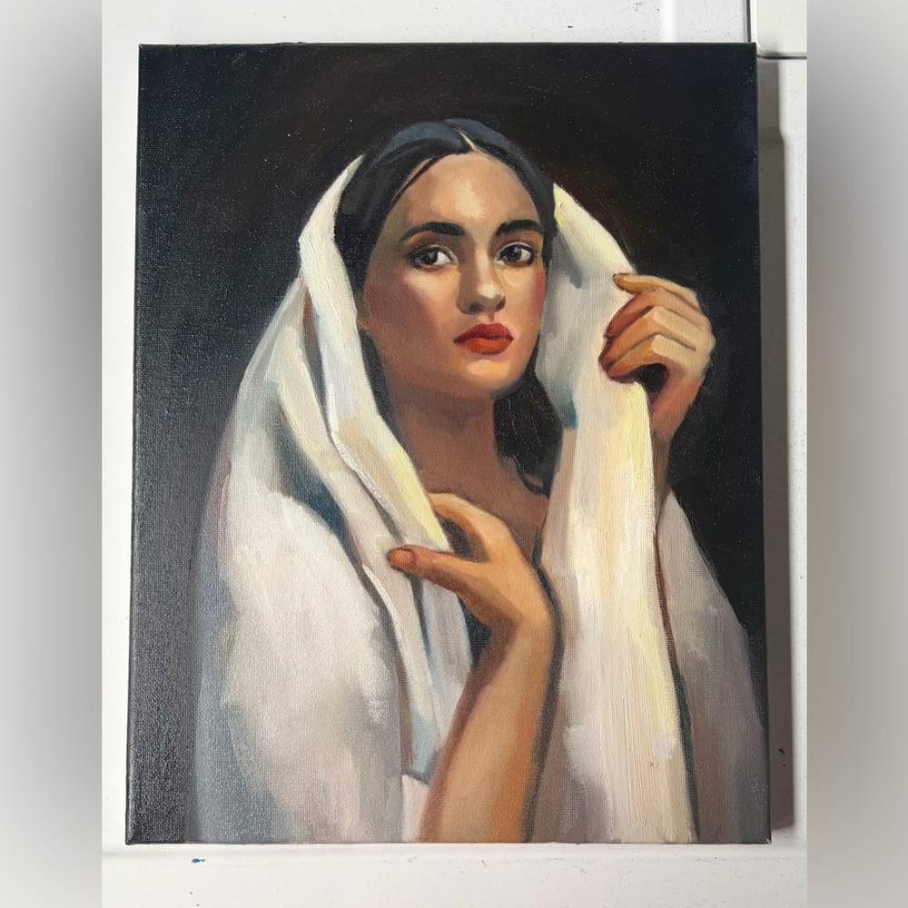 oil paintings original “In white ”, 14x11, oil on canvas